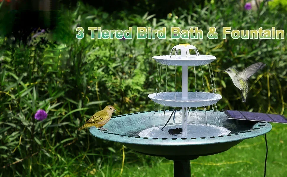 Fuente de agua Solar para baño de pájaros para decoración de jardín