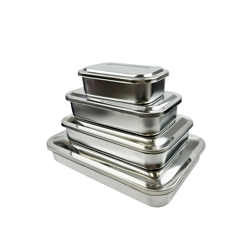Bandeja Dental con tapa, caja de desinfección de acero inoxidable
