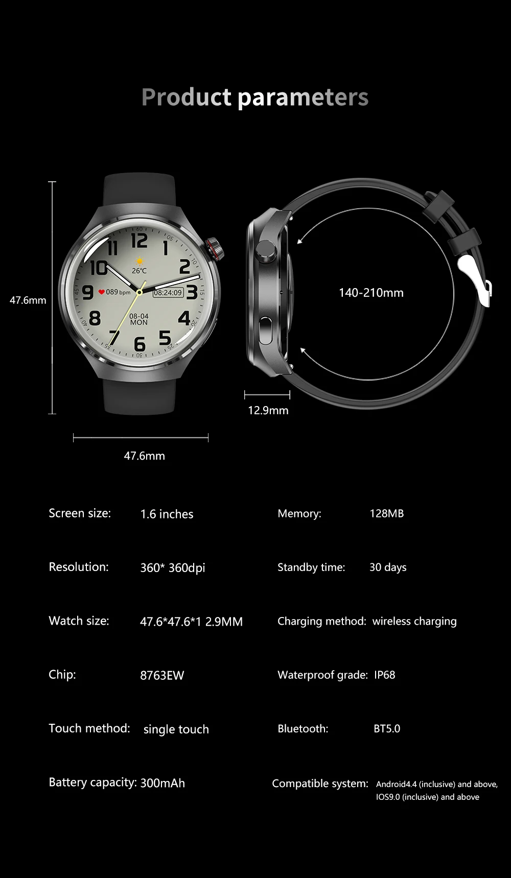 Cautivador Reloj Inteligente Resistente al Agua para Hombre