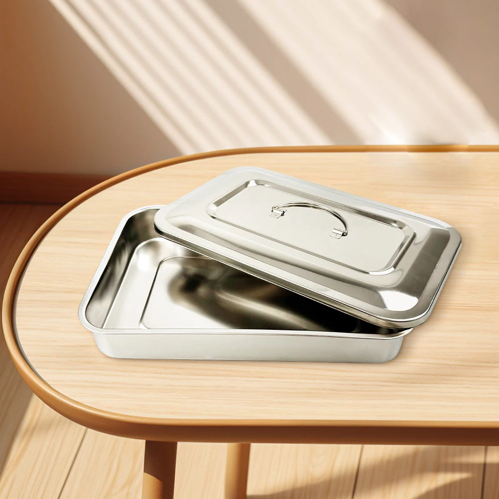 Bandeja Dental con tapa, caja de desinfección de acero inoxidable