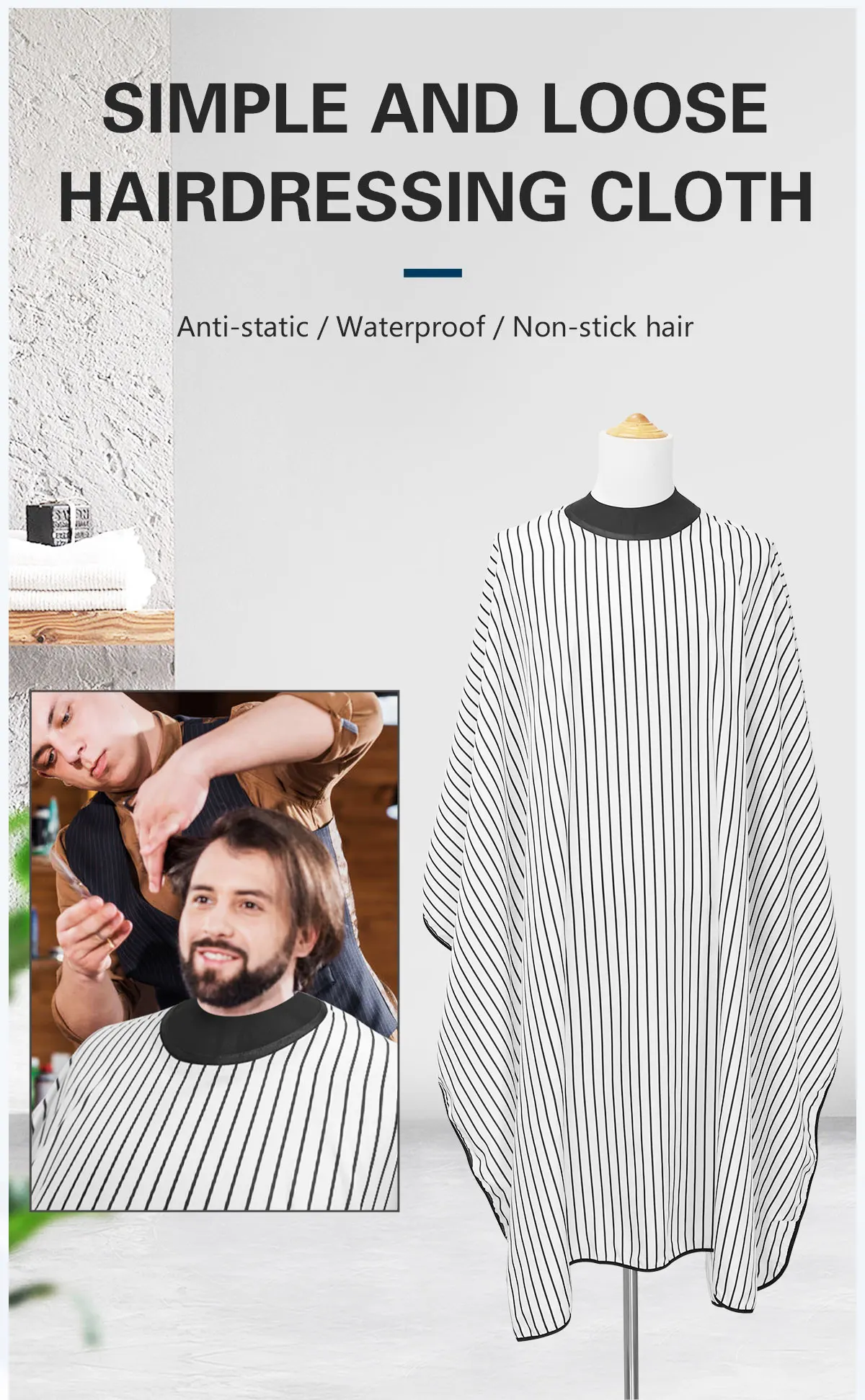 Capa De Peluquero Con Cuello De Esponja