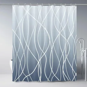 Imagen Informativa: Cortina De Ducha De Baño Moderna A Rayas En Blanco Y Negro | Tiendafiable