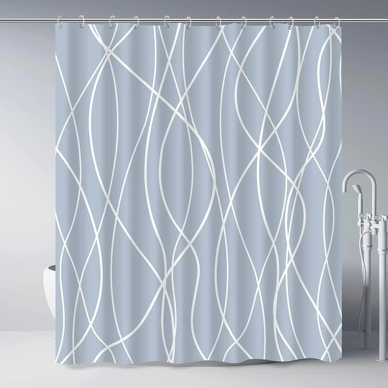 Cortina De Ducha De Baño Moderna A Rayas En Blanco Y Negro Cortina De Ducha De Baño Moderna A Rayas En Blanco Y Negro
