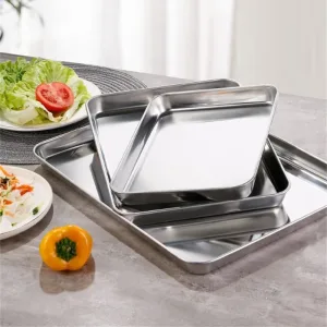 Imagen informativa: Bandejas rectangulares de cocina de acero inoxidable | Tiendafiable