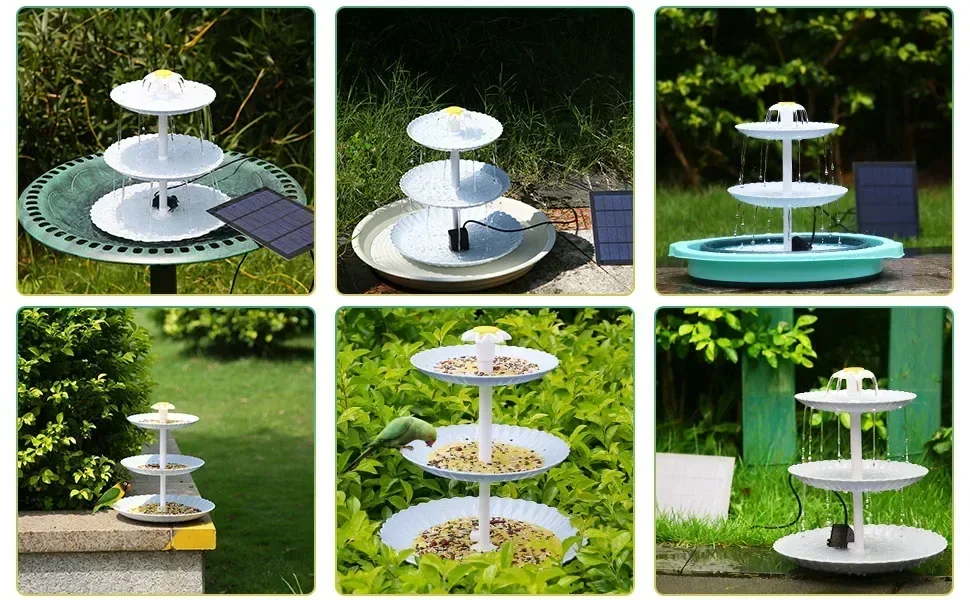 Fuente de agua Solar para baño de pájaros para decoración de jardín