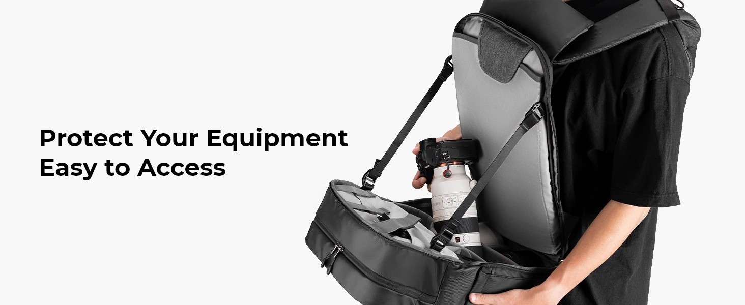 Mochila de viaje ergonómica para cámaras: el compañero perfecto para tus aventuras al aire libre con trípode integrado para Sony, Canon y Nikon.