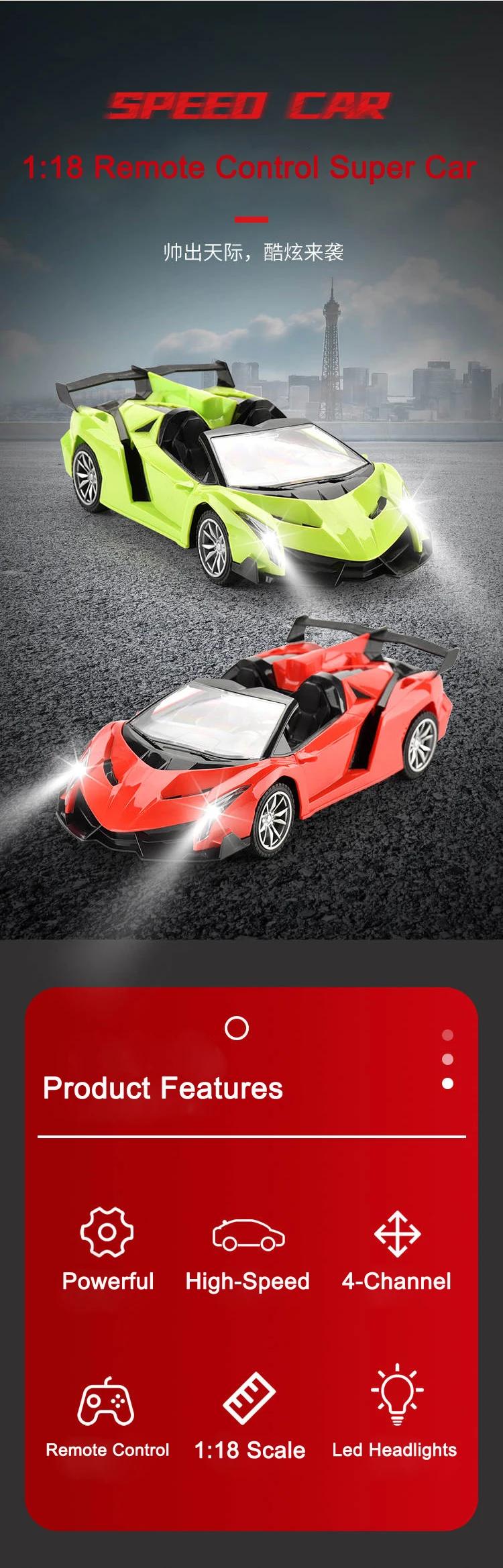 Mágico Auto A Control Remoto Con Luz Led