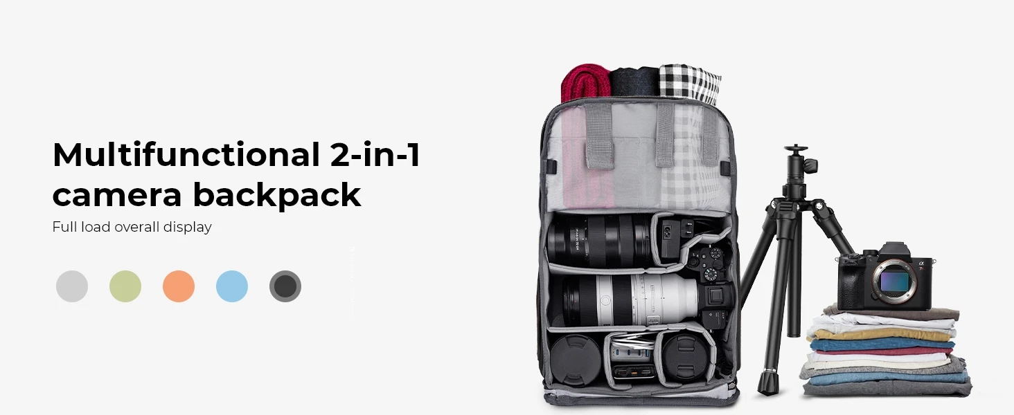Mochila de viaje ergonómica para cámaras: el compañero perfecto para tus aventuras al aire libre con trípode integrado para Sony, Canon y Nikon.