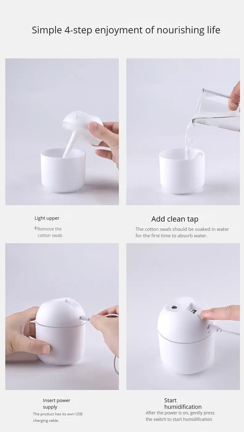 Transformador Mini Humidificador de Aire Portátil para Hogar