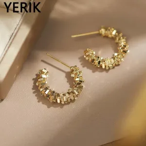 Imagen informativa: Nuevo Aros con diseño de semicírculo brillante, elegante | Tiendafiable