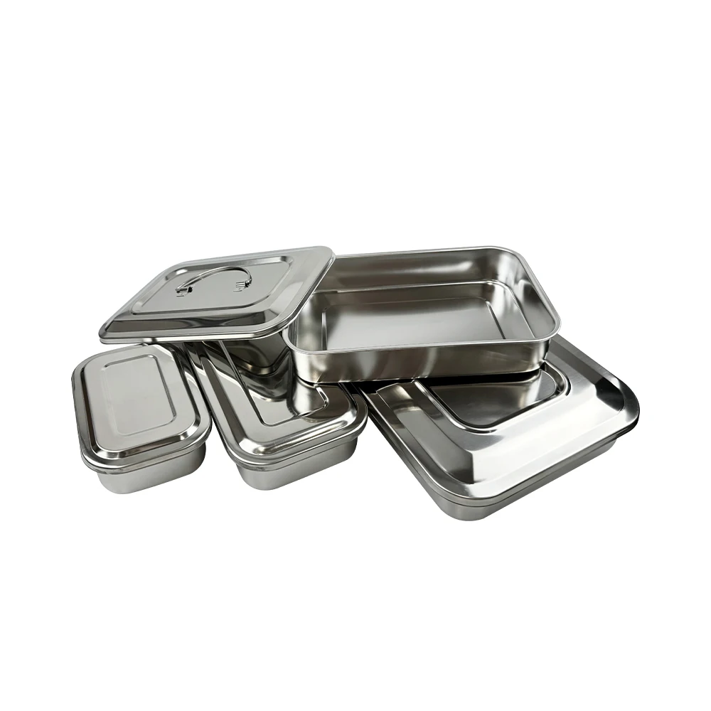 Bandeja Dental con tapa, caja de desinfección de acero inoxidable