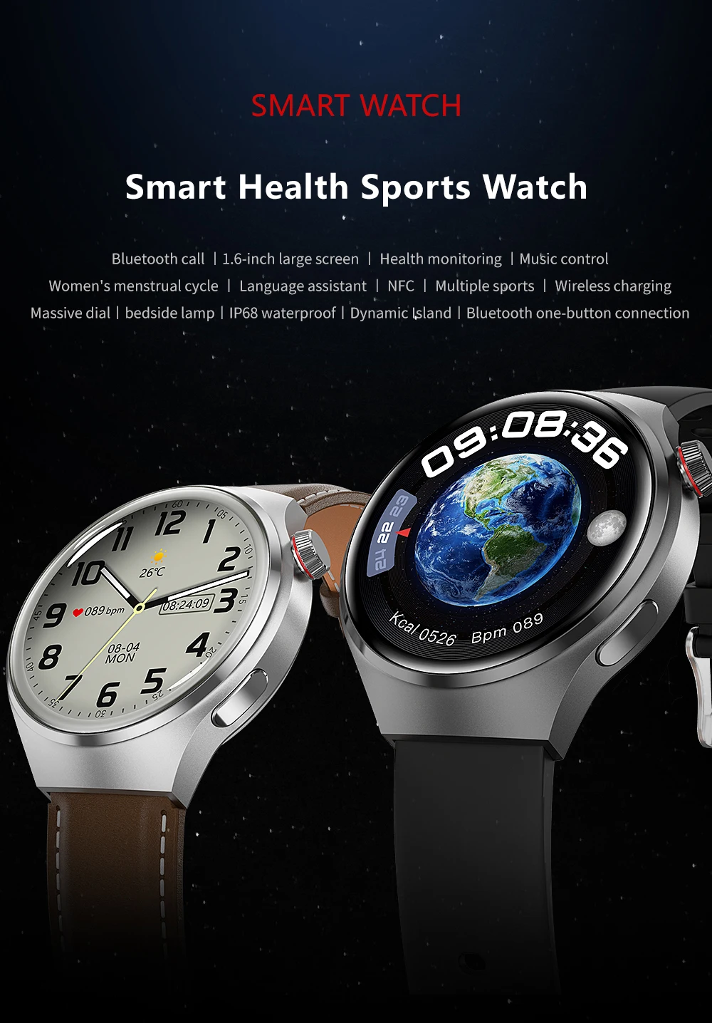 Cautivador Reloj Inteligente Resistente al Agua para Hombre