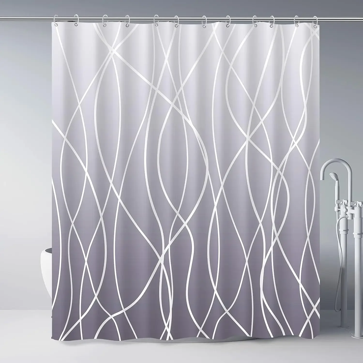 Cortina De Ducha De Baño Moderna A Rayas En Blanco Y Negro Cortina De Ducha De Baño Moderna A Rayas En Blanco Y Negro
